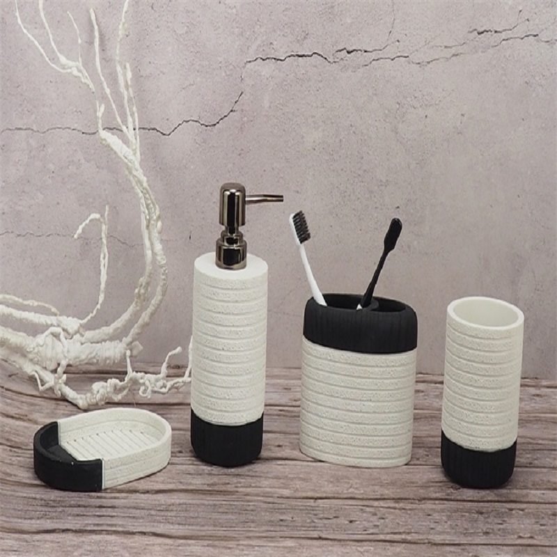 Ευρωπαϊκό στυλ Hot Selling Μαύρο και άσπρο Διπλό Χρώμα Ρητίνη Αξεσουάρ Μπάνιο