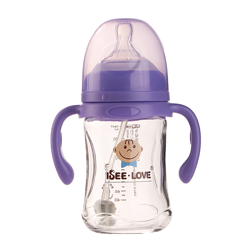 Βορωσυριτικό γυάλινο μπουκάλι τροφοδοσίας μωρών με καπάκι και θηλή