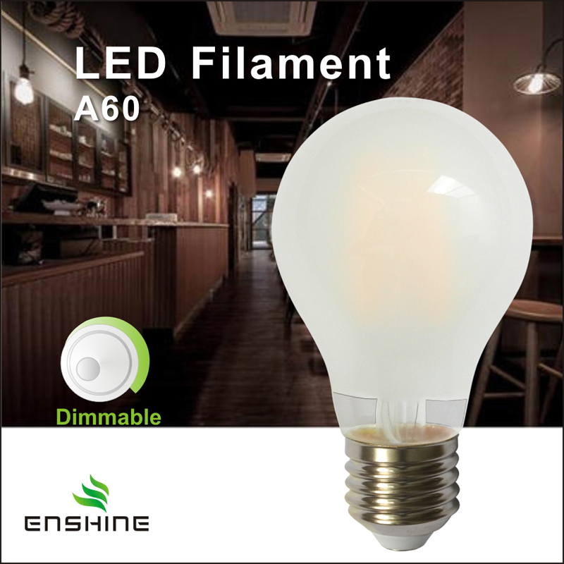 360 ° Γωνία δέσμης Dimmable A60 LED λαμπτήρα νημάτων