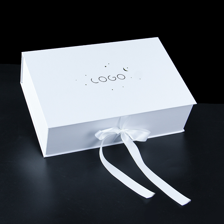 Φτηνές χύδην λευκό χαρτί χαρτί κουτί συσκευασίας δώρων με κορδέλα χονδρικής