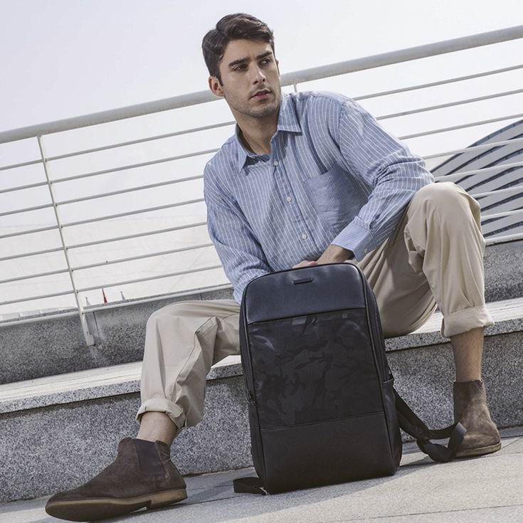 Custom High End Fashion PU Laptop Backpack Business Daily Χρήση τσάντα με μοτίβο καμουφλάζ και φορτιστή USB