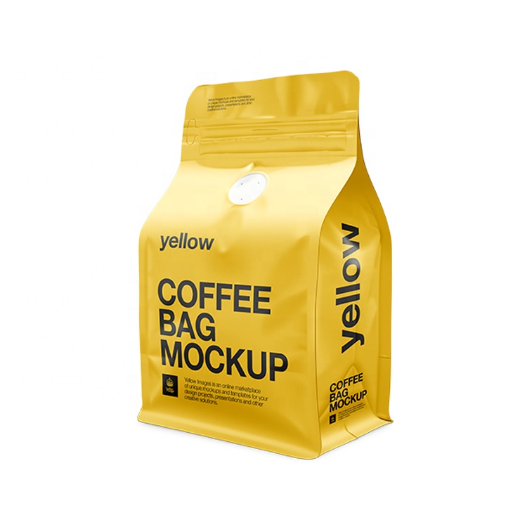 Custom 8 Side Seal Flat Bottom Stand Up Food Pouch Side Gusset Φερμουάρ Coffee Packaging Bag