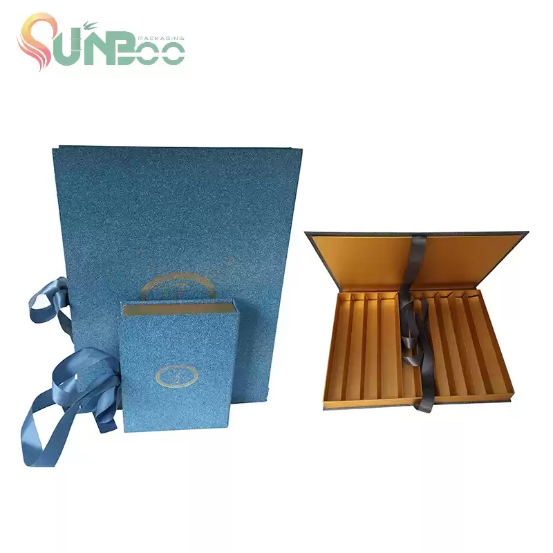 Χαριτωμένο μπλε χρώμα κουτί σοκολάτας με ωραία κορδέλα-sp-box053