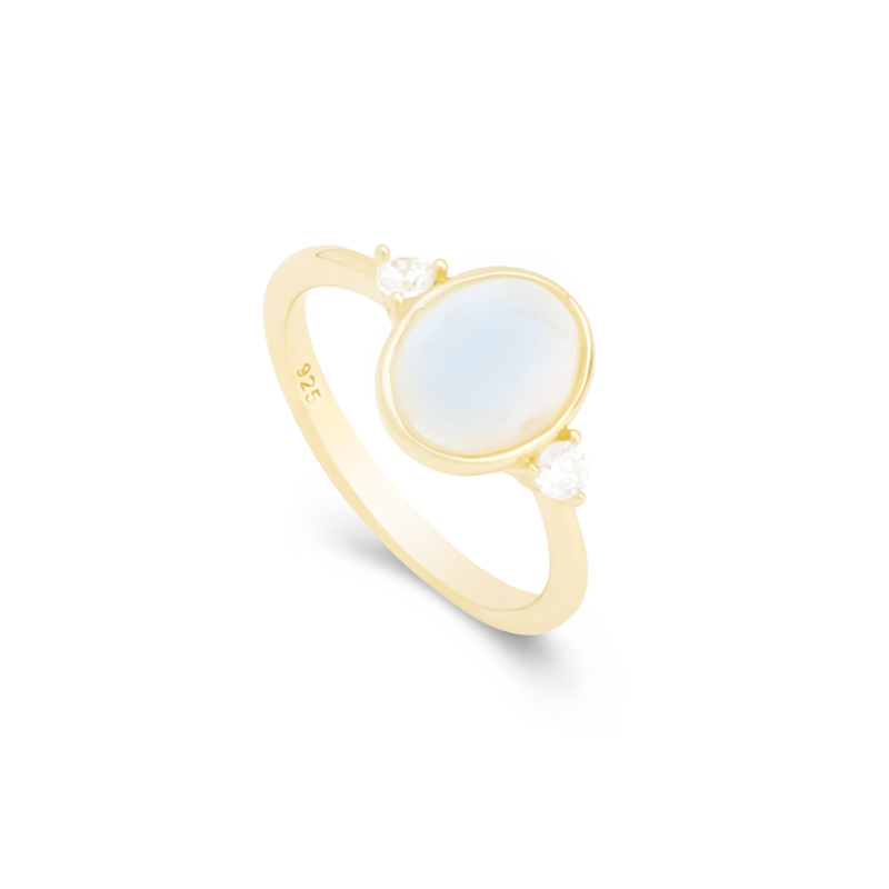 Μπλε φεγγάρι δαχτυλίδι στερλίνα ασήμι με ζύρθες 18k κίτρινο επιχρυσωμένο