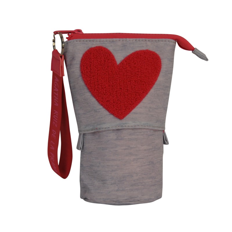 OEM πτυσσόμενη τσάντα μολύβι χαρτί με ένα κέντημα σε σχήμα καρδιάς και ένα ιμάντα χεριών
