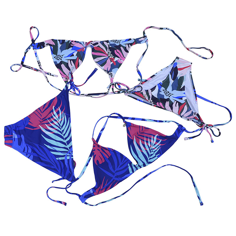 Tropical Leaf Print Bikini Σετ για Γυναίκες Τρίγωνο Μπικίνι Σετ