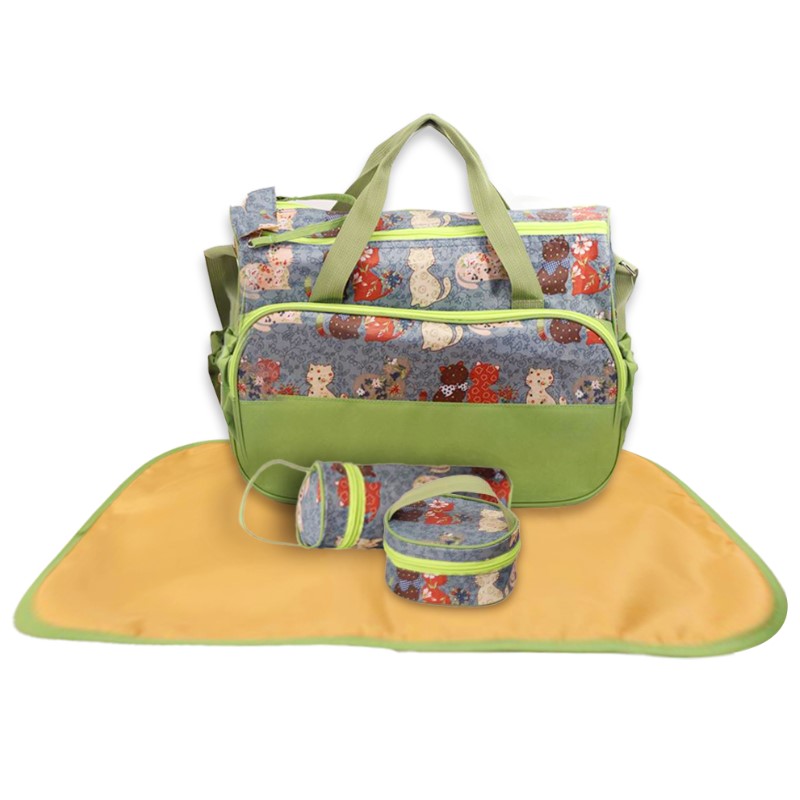 OEM 4-σε-1 πρότυπο τσάντα πάνας τυπωμένο τσάντα μητέρας ώμου με αλλαγή ματ, κάτοχος μπουκαλιών και φαγητό