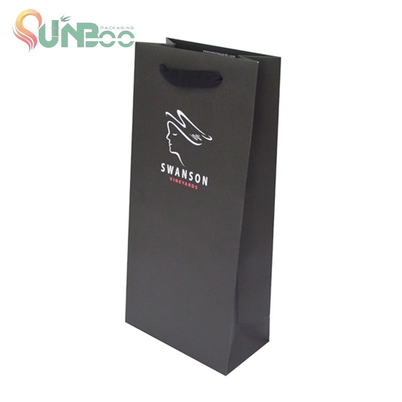 Μαύρο χαρτί με λευκό μελάνι ωραίο σχέδιο για τσάντα κρασιού -sp-bag044