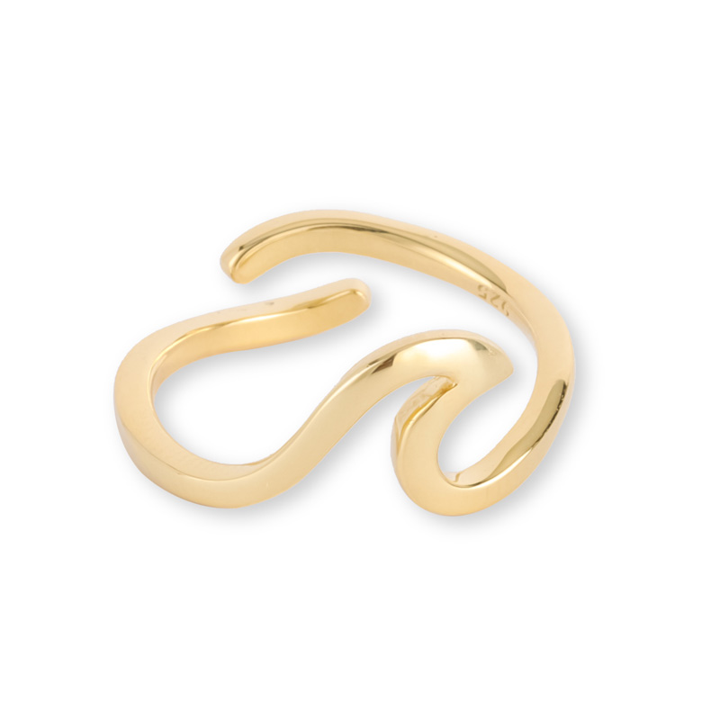 Open Ocean Wave Ring Golded Plated