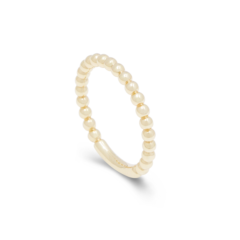 Solid Sterling Silver Beaded Ring Band 18K Golded για τις γυναίκες