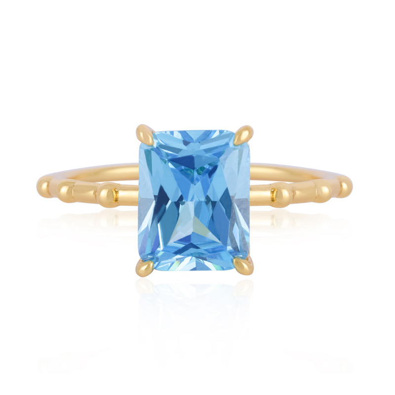 Ορθογώνιο μπλε zircon πέτρινο δαχτυλίδι