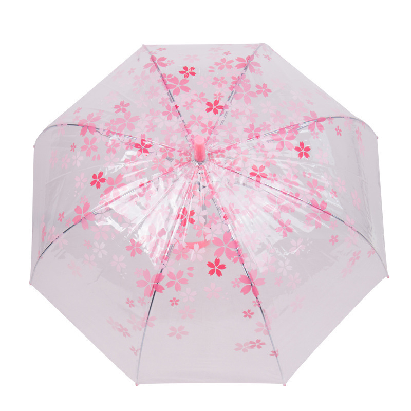 Ευθεία μακρά λαβή floral διαφανή ομπρέλα