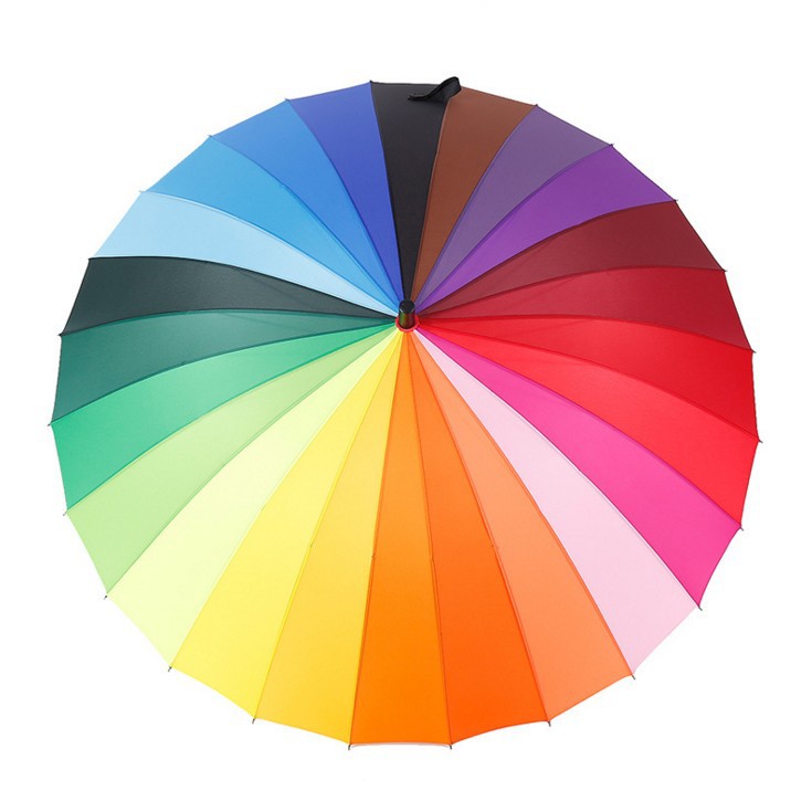 Προσαρμοσμένες μεγάλες 24 πλευρές ισχυρή πολύχρωμη ουράνιο τόξο ομπρέλα