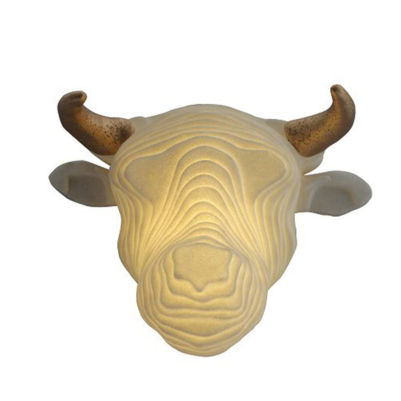 Layered Cow Head Sandstone Wall Glpture LED LIGHT