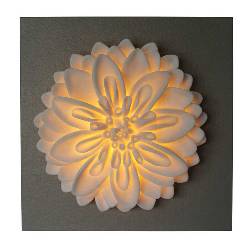 Wall Art Sandstone Flower MDF Plaque με φως LED