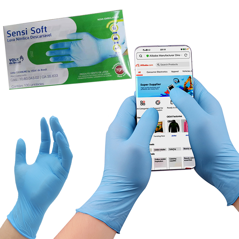 Γάντια νιτριλίου μιας χρήσης 100 τεμαχίων/κιβωτίων ιατρικών τροφίμων Γάντια νιτριλίου χωρίς σκόνη