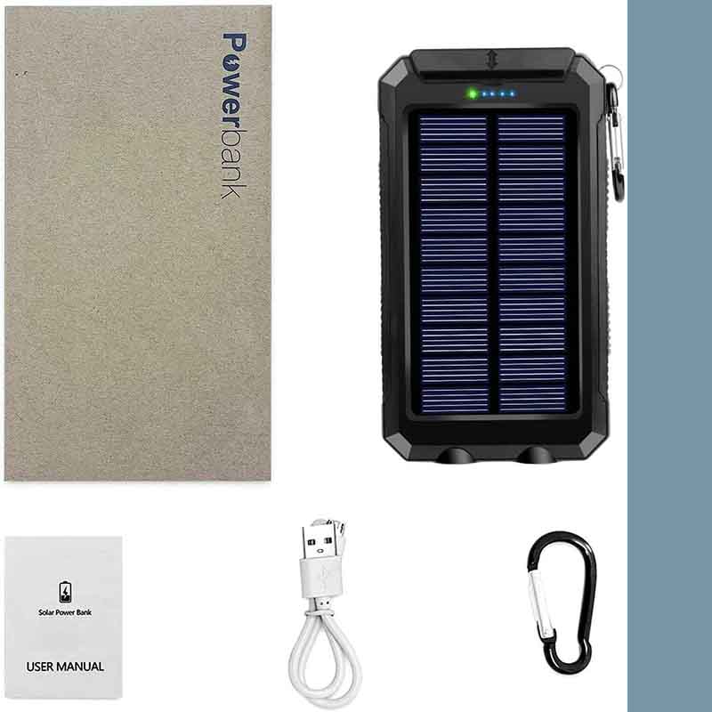 Solar Portable Power Bank 20000mAh Αδιάβροχο Changer μπαταρίας Powerbank με πυξίδα
