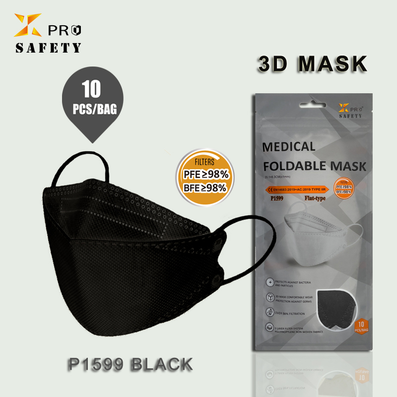 Νέο προϊόν Μάσκα προσώπου 3D Μαύρη 10PC/Bag Safety 4 Layers of Protective Made in PPE Face Mask