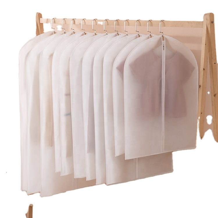 Τα ημιδιαφανή ρούχα είναι υψηλής ποιότητας και ανθεκτικά στη σκόνη, ανακυκλωμένη πολυ, προσαρμοσμένη κρεμαστή τσάντα καλύμματος ενδυμάτων λευκή