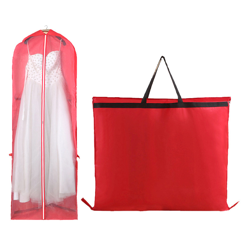 Μη υφαντό κάλυμμα νυφικού με προστασία από τη σκόνη τσάντα αποθήκευσης ρούχων με προστασία από τη σκόνη διπλωμένο διπλό τσαντάκι