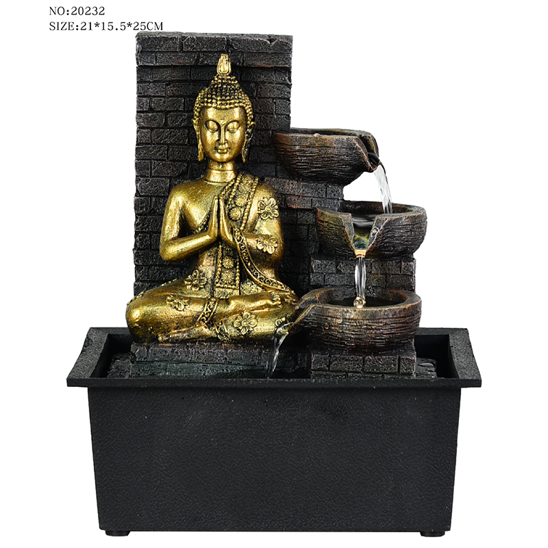 Διάφορα στυλ πολύ ωραία επιτραπέζια ρητίνη θρησκευτική βρύση νερού του Βούδα για εσωτερική διακόσμηση προς πώληση