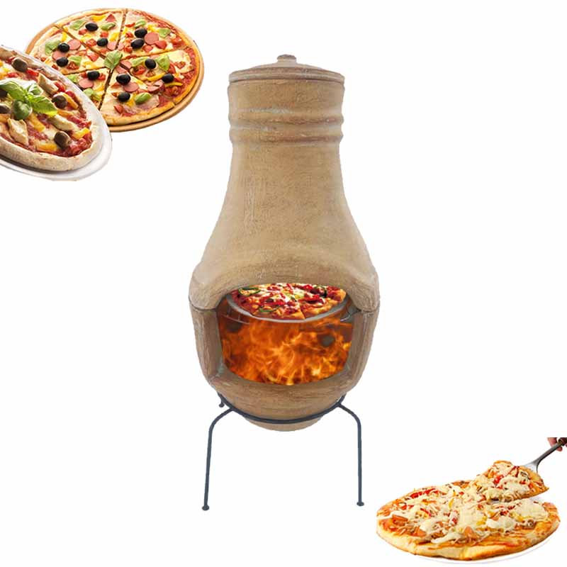 Πωλείται πήλινος φούρνος για πίτσα σε εξωτερικό χώρο με ψησταριά με μπάρμπεκιου και πέτρα πίτσας G18-8148SS-C350